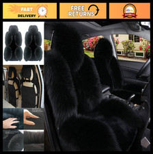 Universal 50 Genuine Sheepskin Fur Car Seat Covers Set - Winter Warm Black 2 Universal 50 Genuine Sheepskin Fur Car Seat Covers Set - Winter Warm Black 2