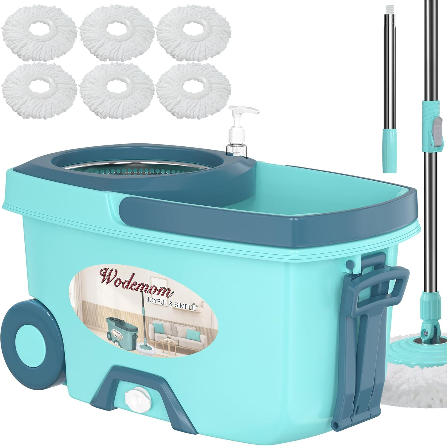 Spin Mop and Bucket System, Mop and Bucket with Wringer Set,Mops for Floor Clean