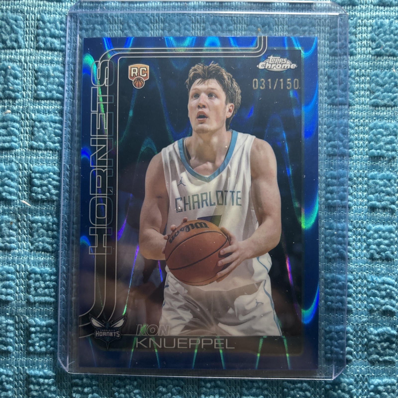 Kon Knueppel Rookie Blue RayWave Refractor #254 2025-26 Topps Chrome RC /150