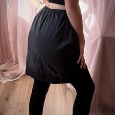1940s Black Eyelet Lace Slip Skirt