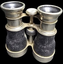 Antique French Brass Opera Binoculars SA Mark w Compass c1900