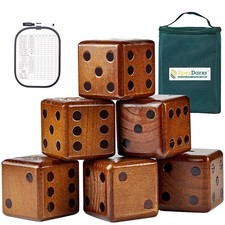 Giant Yard Dice Set, 3.5    Large Wooden Dices Game with Scoreboard 