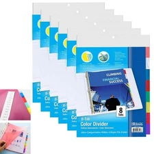 48 Binder Dividers Insertable Multicolor Tabs Index Flag Markers Office School