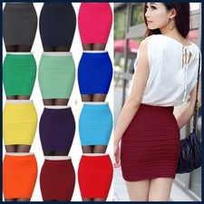 Elastic Pleated Skirt High Waist Bodycon Mini Skirt Business Office Cheap Short
