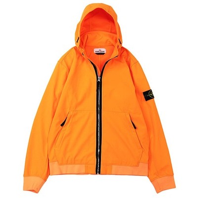 STONE ISLAND LIGHTSOFTSHELL-R Blouson Hoodie Stretch Men Size Medium Neon orange