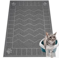 Cat Litter Box Mat, 35" x 24" Large Kitty Litter Trapping Mat Keep Floor Clean