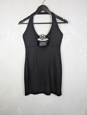 Killstar Damen Gothic Schwarz Viskose Mischung Ärmellos Minikleid Größe M