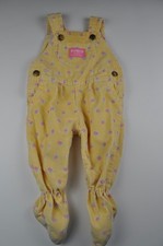 Vintage Osh Kosh B'Gosh Vestbak Overalls Size 3-6 Months USA Yellow Floral