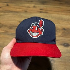 Vintage Outdoor Cap Navy Red Cleveland Indians Chief Wahoo Hat Youth OSFA