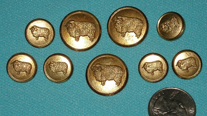 Unusual! Vintage SHEEP MOTIF Metal Buttons