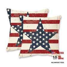 4th of July Pillow Covers 18x18 Inch Set of 2 America Stars Red Stripes