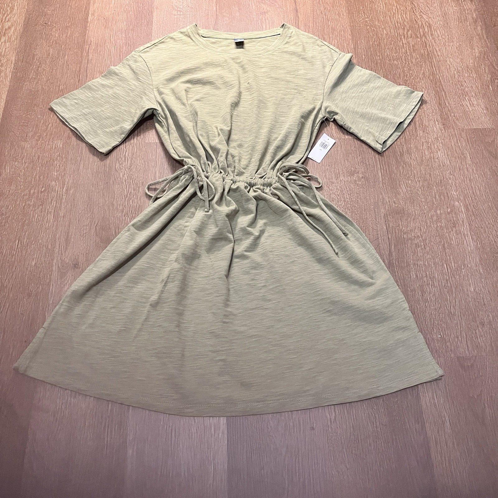 Old Navy Light Sage Cinched Tie-Side Casual Dress (XS)
