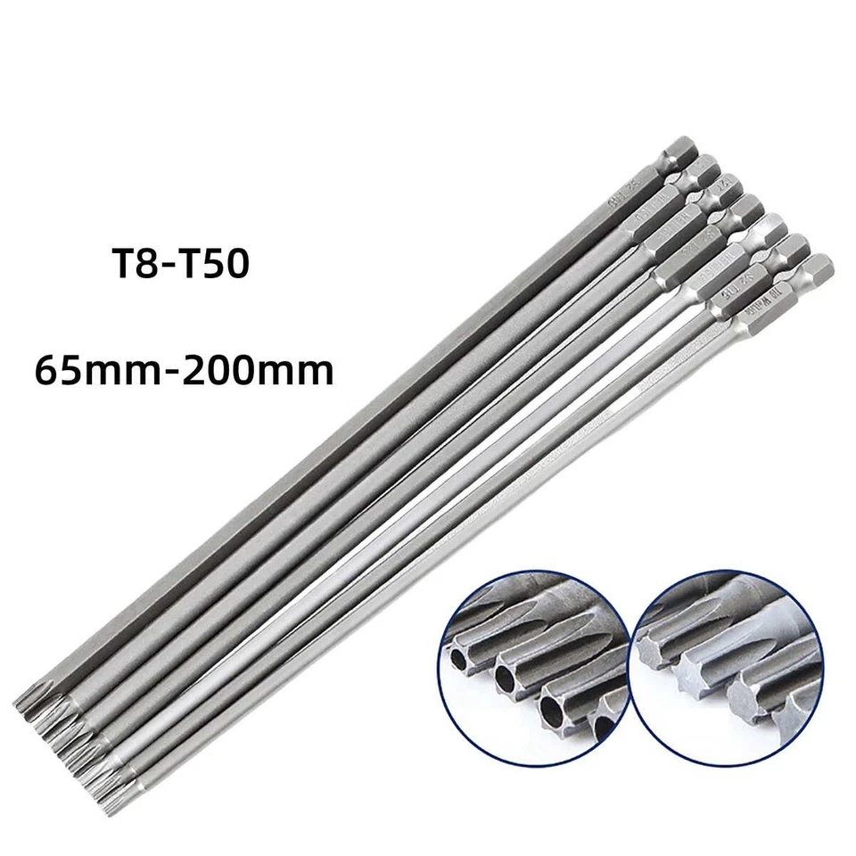 MARKENLOS Magnetisch 65mm-200mm Lang Hex Torx Schraubendreher Bits Schrauber Satz T8-T50