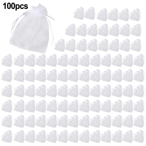 DECOMELODY – Lot De 100 Sacs à Bijoux En Organza Noir – Avec Cordon De Serrage – Parfait Pour Mariages, Fêtes Et Cadeaux - 8