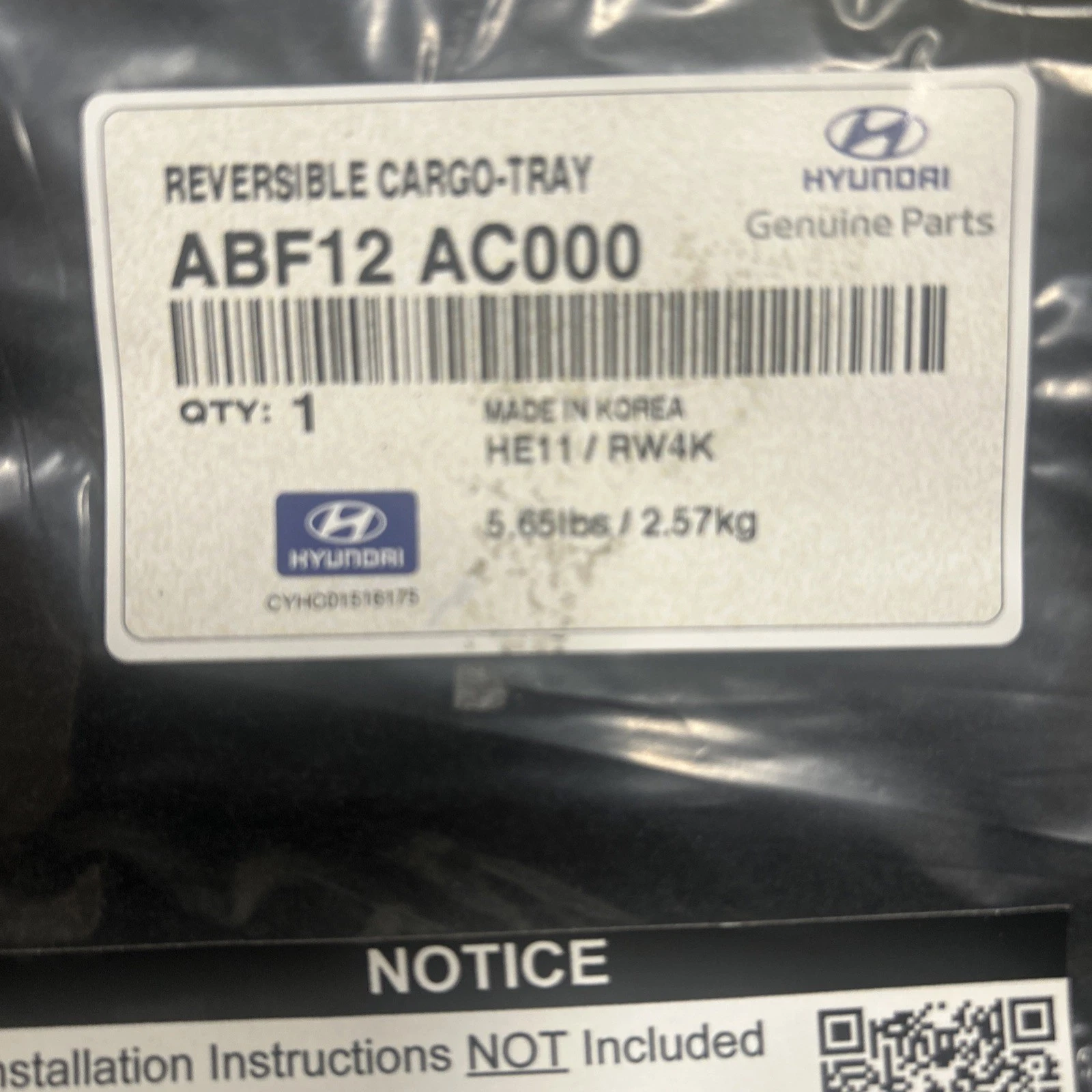 Bandeja de carga reversible para Hyundai Elantra 2021 (N/P abf12ac000)