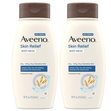 2 Pack Aveeno Skin Relief Oat Body Wash, Fragrance Free, Sensitive Skin, 18oz