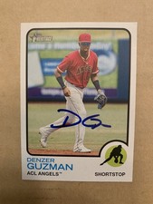 SIGNED 2022 DENZER GUZMAN TOPPS HERITAGE ACL ANGELS AUTOGRAPH MILB SHORT STOP