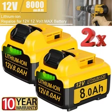 2Pack For DEWALT DCB120 12V 12Volt MAX 8.0Ah Lithium-Ion Battery DCB127-2 DCB126