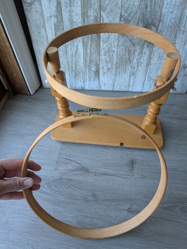 Wooden Tabletop Embroidery/ Quilt Hoop Stand 10 inch Adjustable Made England - Picture 4 of 13