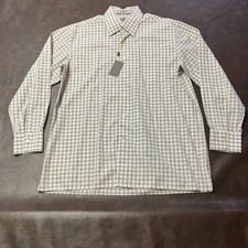 NEW CANALI Men  s XL Beige Windowpane Checkered Button Down Shirt MADE IN ITALY