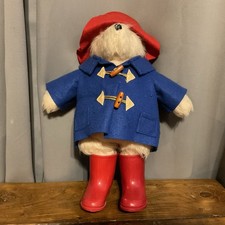 VTG Paddington Bear Gabrielle Designs Red Wellies Blue Coat Red Hat Tag