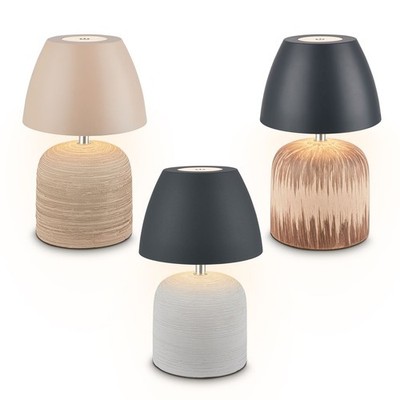 Keramik Tischlampe LED Nachttischlampe wiederaufladbar dimmbar kabellos warm 22cm