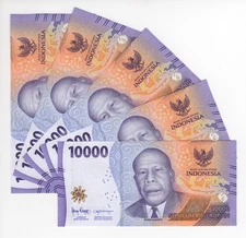 Indonesia 10000 Rupiah UNC. 2022 10000 Rupiah IDR Currency Banknote X5 Pcs