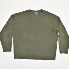 Polo Ralph Lauren Men's Pullover Sweater Crew Neck Cotton Green Size 2XL Stained