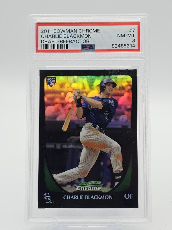 CHARLIE BLACKMON 2011 BOWMAN CHROME DRAFT REFRACTOR ROOKIE #7 PSA 8 Q7188