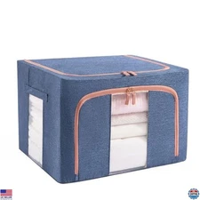 100L Stackable Clothes Storage Bins with Metal Frame Handles & Zipper, Premium