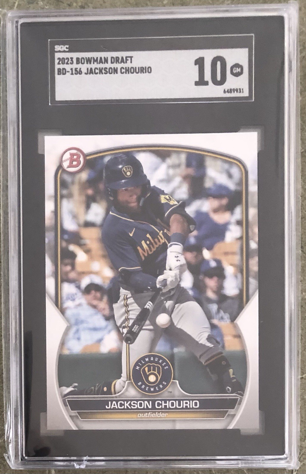 2023 Bowman Draft Jackson Chourio Rookie Brewers #BD-156 RC PSA 10 Gem Mint SGC