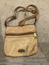 Vintage Fossil Crossbody Bag Women Small Tan Leather Slim Adjustable