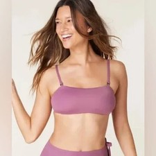 Andie Swim Purple The Bora Bora Bandeau Strap Strapless Bikini Top Size Large L