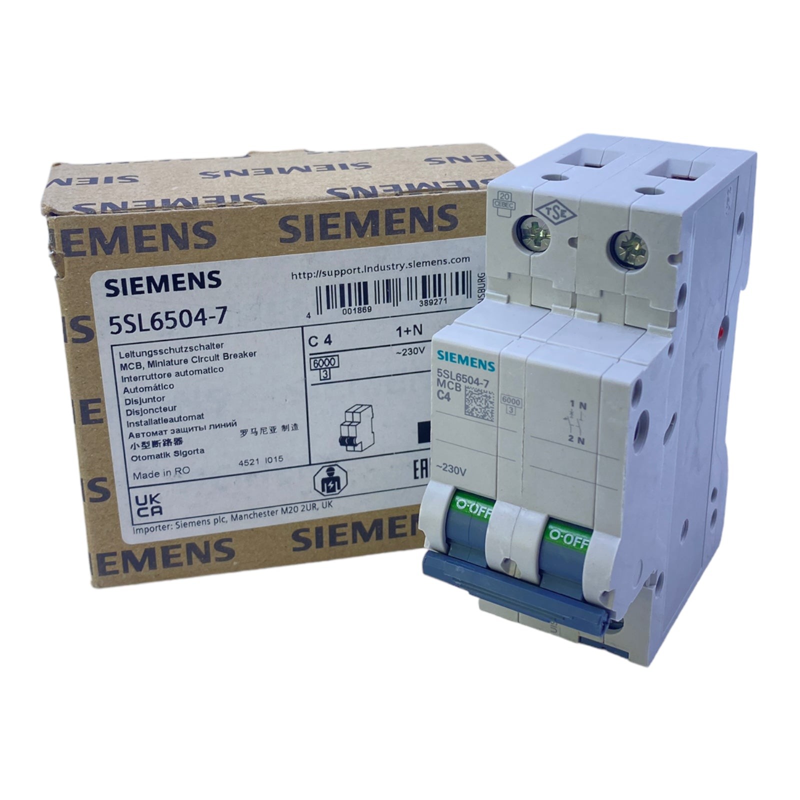 Siemens 5SL6504-7 Circuit Breaker 4A 230V 1+N-pole