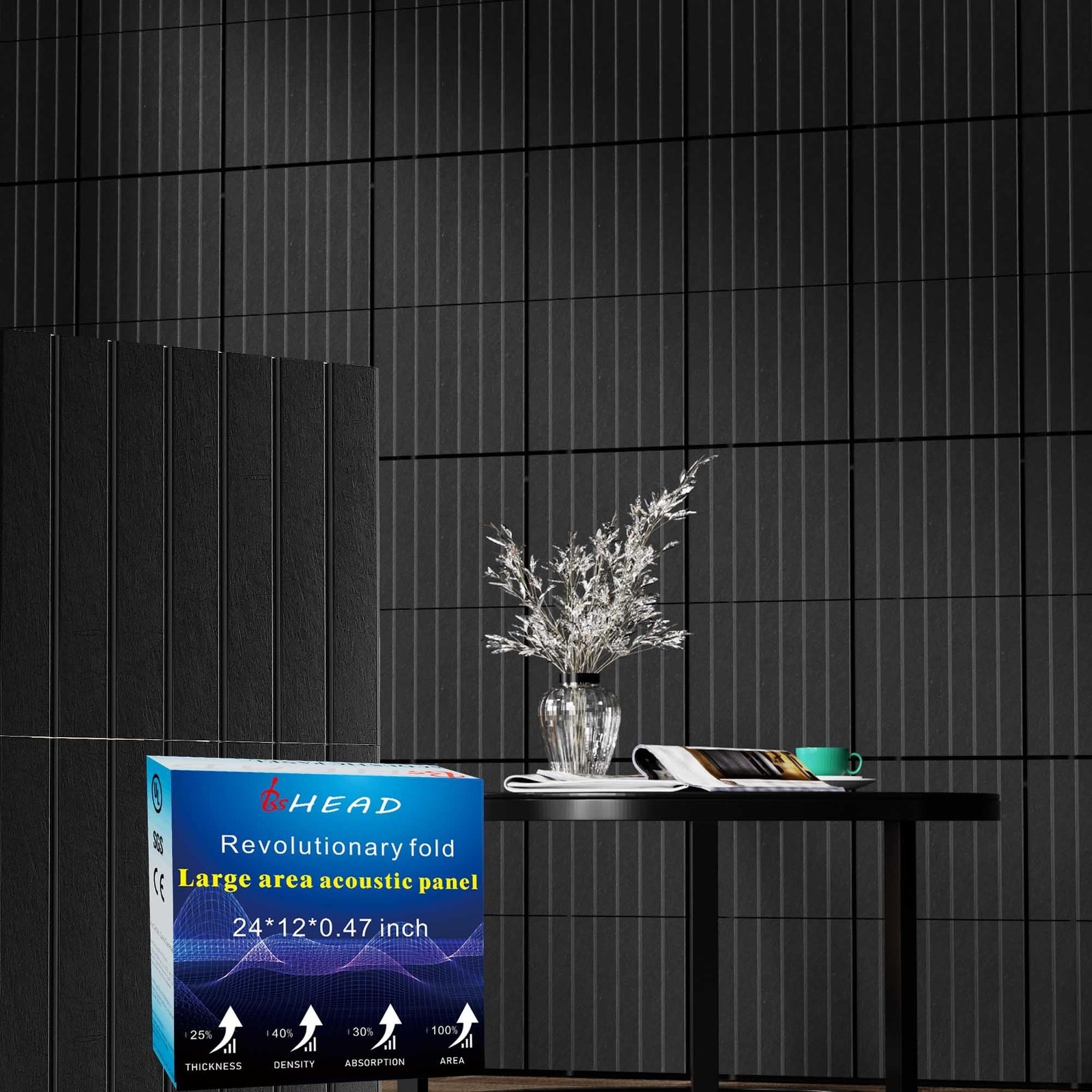 16 Pack Large Fold Soundproof Wall Panels,12 x 12 x 0.47 in Sound Proof Foam ...