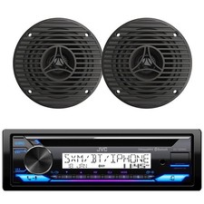 JVC Marine Bluetooth CD Receiver, 3.5'' 75W All Weather Graphite Speakers Pair 