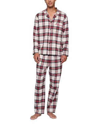 Eberjey Brushed Flannel Pajama Set Men's XL Tartan Long Sleeve Pocket - 2 Piece