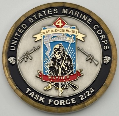 USMC OIF 2nd Bn 24th Marines Task Force 2/24 Challenge Coin Al Anbar Iraq