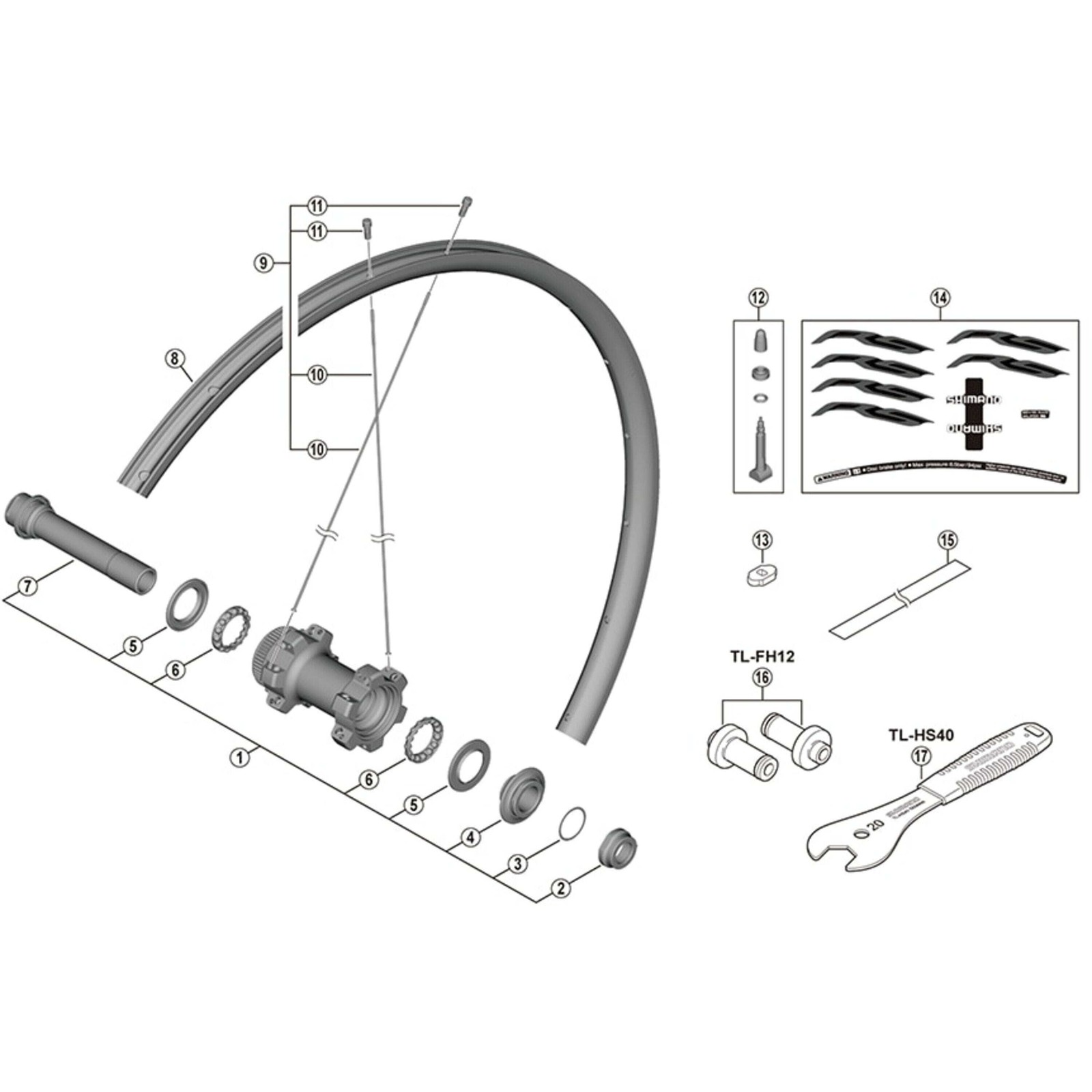 Shimano Spares WH-RS370-TL-R12 spoke, 300 mm