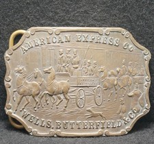 XE15164 VINTAGE 1970s AMERICAN EXPRESS WELLS, BUTTERFIELD CO MENS BELT BUCKLE
