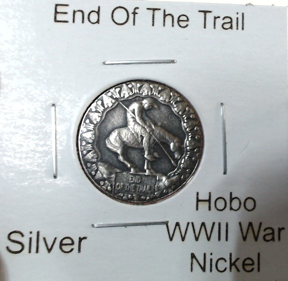 HOBO End Of The Trail Native American Made From A REAL WWII Silver Nickel SIGNED