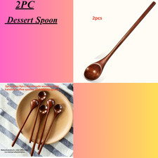 Wooden Long Handle Soup Stirring Spoon Coffee Teaspoon Cooking