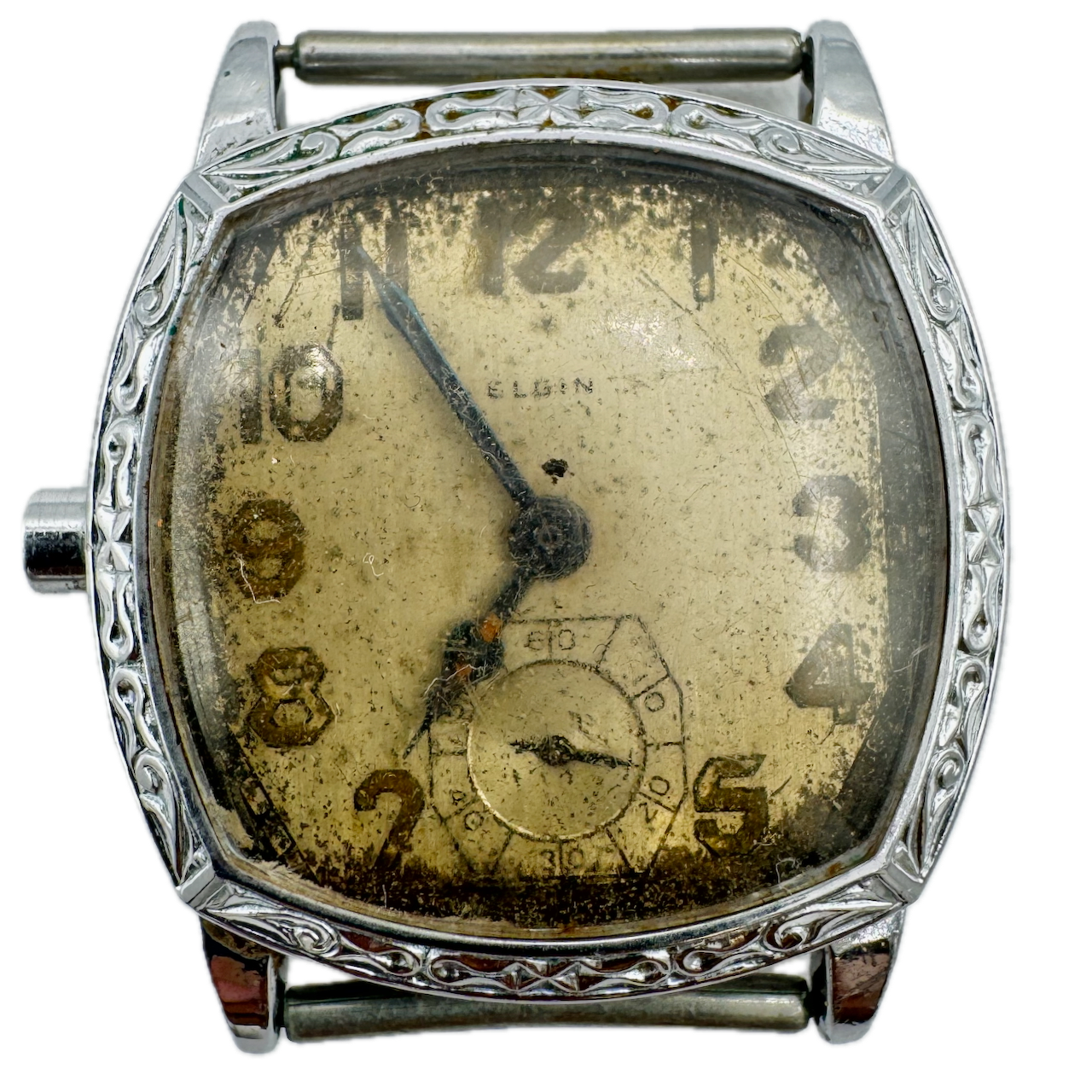 Vintage Elgin Fancy Engraved Decoq Men's Mechanical Wristwatch 464 Incomplete