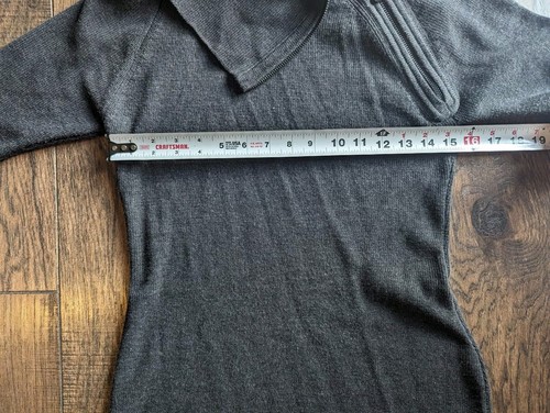 Calvin Klein Damen anthrazitgrau Rippstrick Reißverschluss Kragen Midi Pullover Kleid Small - Bild 6 von 14