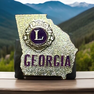 Georgia State Pin VTG LIONS CLUB GEORGIA STATE SHAPED TRADER PIN LAPEL GOLD TONE RARE | eBay
