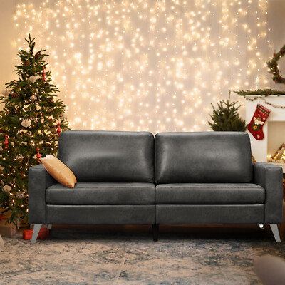 79'' Leather Sofa Couch Mid Century Modern Faux Leather Couches for Living Room