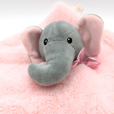 Lila Jack NY Security Blanket Elephant Lovey Gray White Pink Bow Cuddle Soft