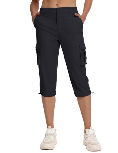 Pantalones capri cargo para mujer 6 bolsillos senderismo ligeros informales trabajo verano pantalones cortos - Imagen 6 de 64
