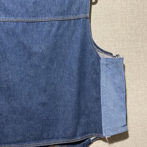 Vintage Tuff Nut Vest Blue Denim Pockets Altered Material Added Rare - Picture 14 of 15