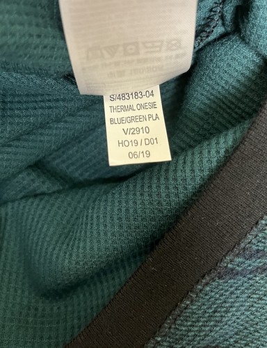 Old Navy Green/Blue Buffalo Check Thermal One Piece Pajama Womens Sz X-Small New - Picture 12 of 12